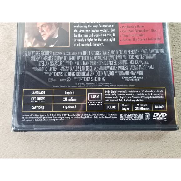 Movie AMISTAD DVD 1997 Sealed Morgan Freeman Dolby Digital Widescreen DreamWorks - Picture 7 of 7